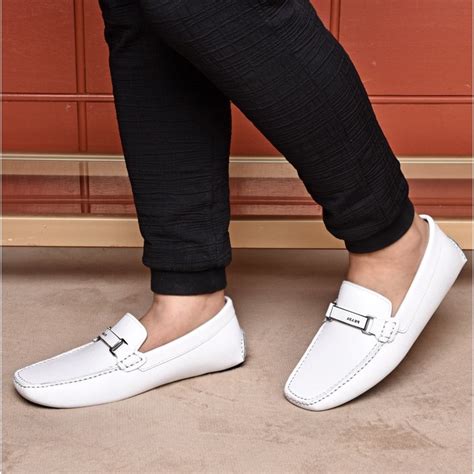 white hermes loafers